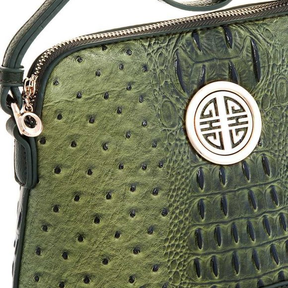 Ostrich Embossed Emblem Dome-Shaped Cross Body| Women Handbags|Small Purses - Picture 2 of 6